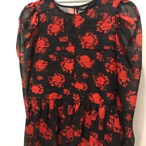 Zara semi sheer long sleeved peplum top